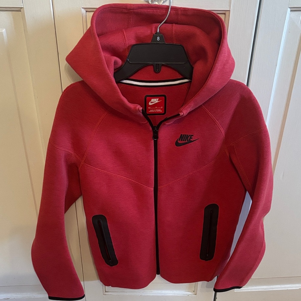 Nike tech big boys Red Zip-Up Hoodie